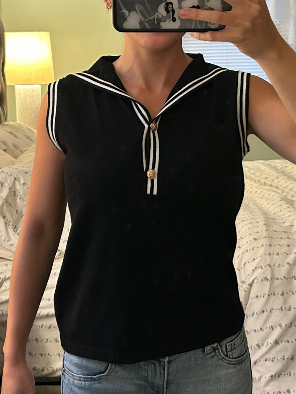 La Vila Milano Black White Nautical Style Top